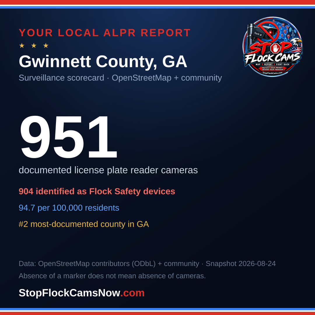 Shareable ALPR statistics card for Gwinnett County