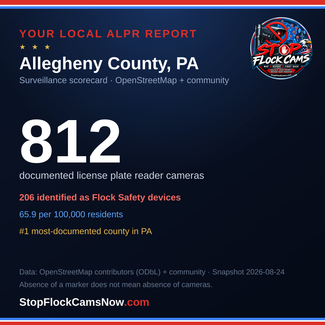 Shareable ALPR statistics card for Allegheny County