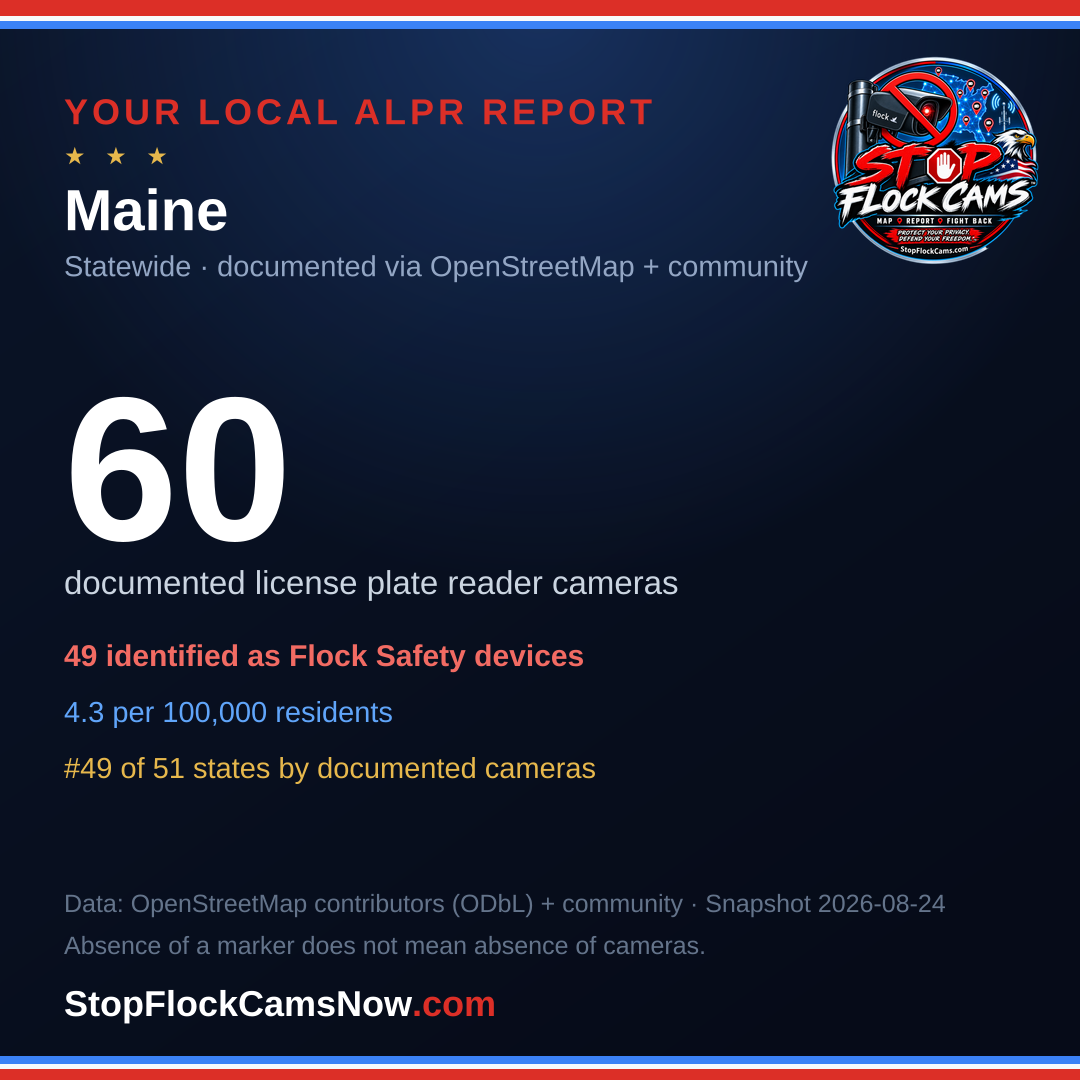 Shareable ALPR statistics card for Maine