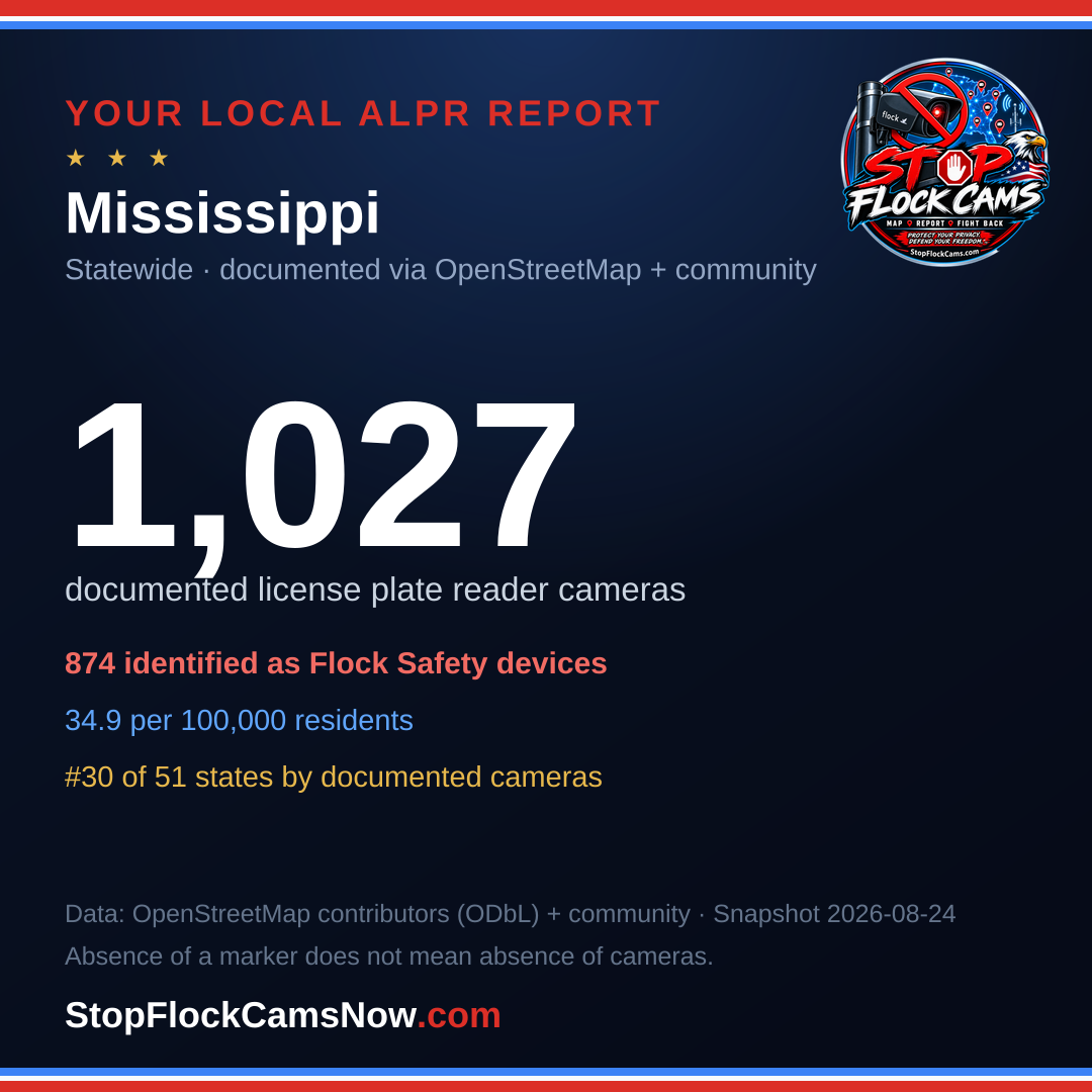 Shareable ALPR statistics card for Mississippi
